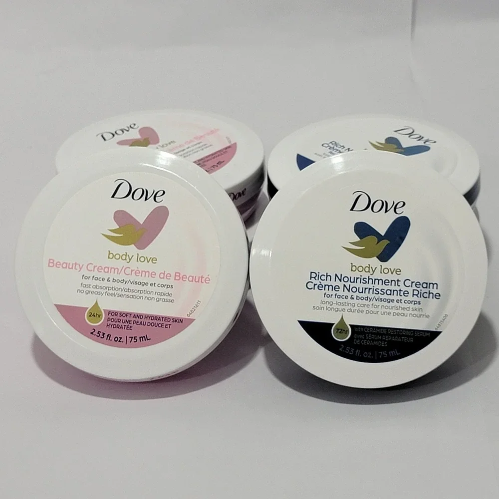 Dove Body Love Cream Set 6 Tins Beauty Cream & Rich Nourishment 2.53oz Each